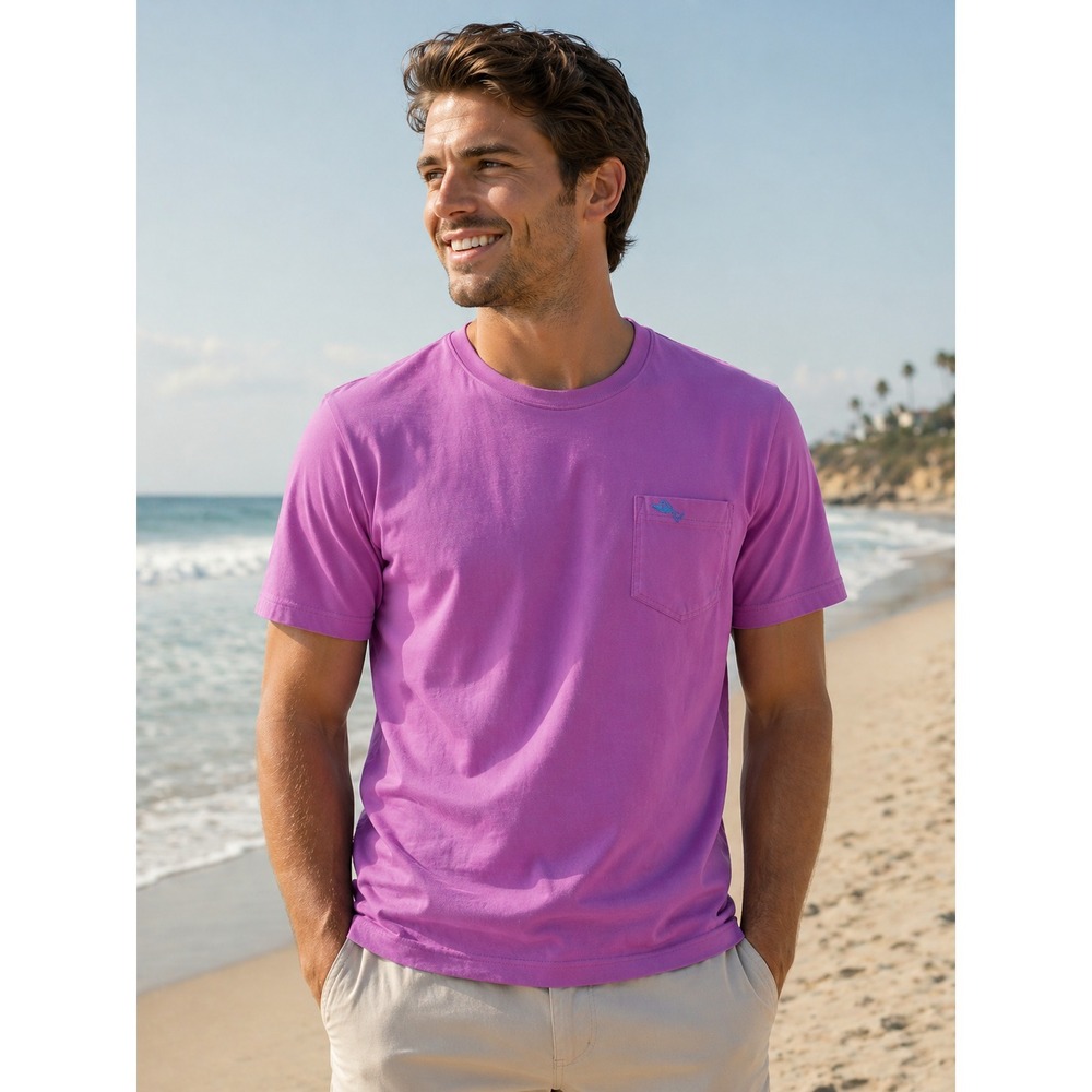 Tommy Bahama Pocket T Shirt Mens Large Pink Purple Cotton Short Sleeve Casual